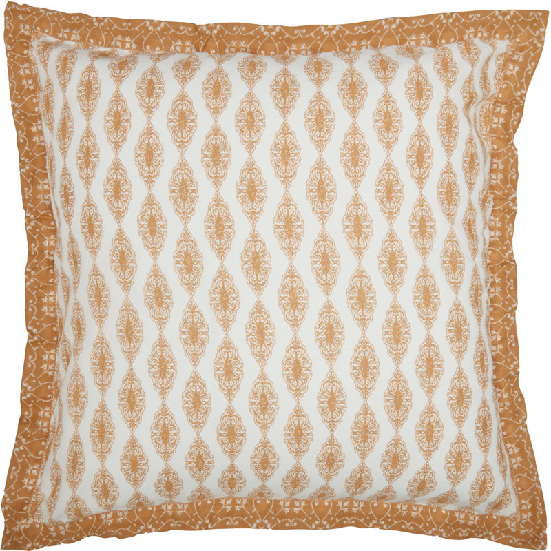 Gold and White Cotton Euro Sham with Paisley Pattern