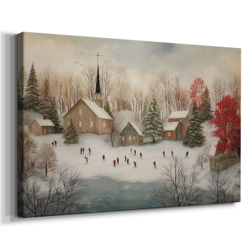 Toile tendue avec châssis doré de qualité supérieure Serenade of Sleigh, H 32 po x l 48 po
