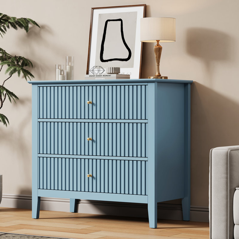 Commode 3 tiroirs Philomena, 32 po de largeur, Bleu clair