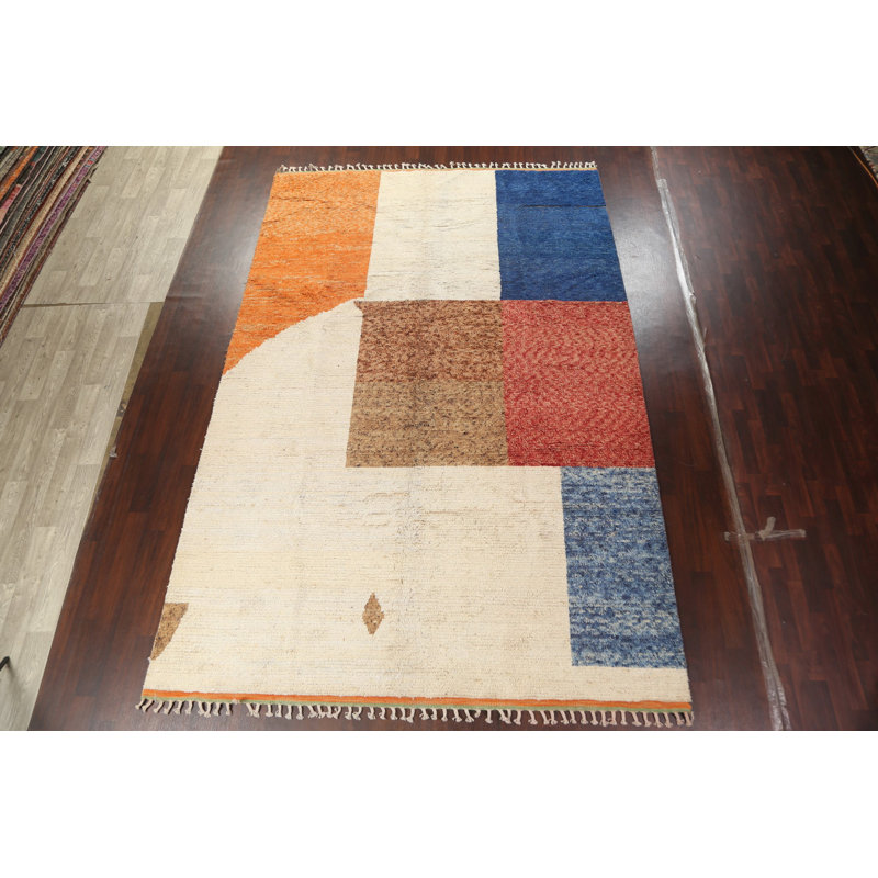 Tapis marocain moderne en laine noué à la main 9 x 13