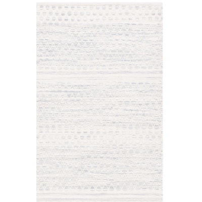 Tapis géométrique en laine / coton tissé à la main Kilim en ivoire / gris