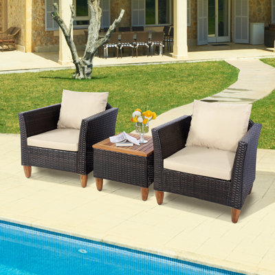 Bjana 2 - Person Acacia Patio Conversation Set with Cushions