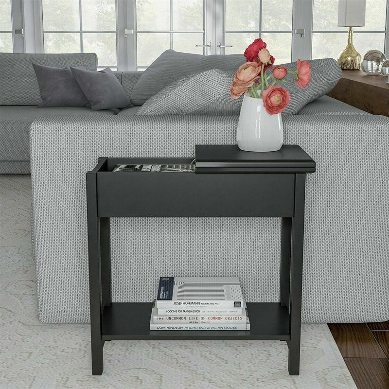 Shumate Narrow End Table - Slim Console with Storage Compartment and Lower Shelf for Living Room, Hallway, Entryway and Small Spaces