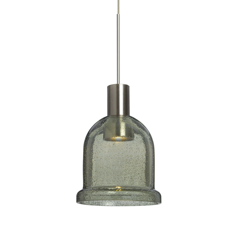 Hannah 1 - Light LED Single Pendant, Satin Nickel, Moss