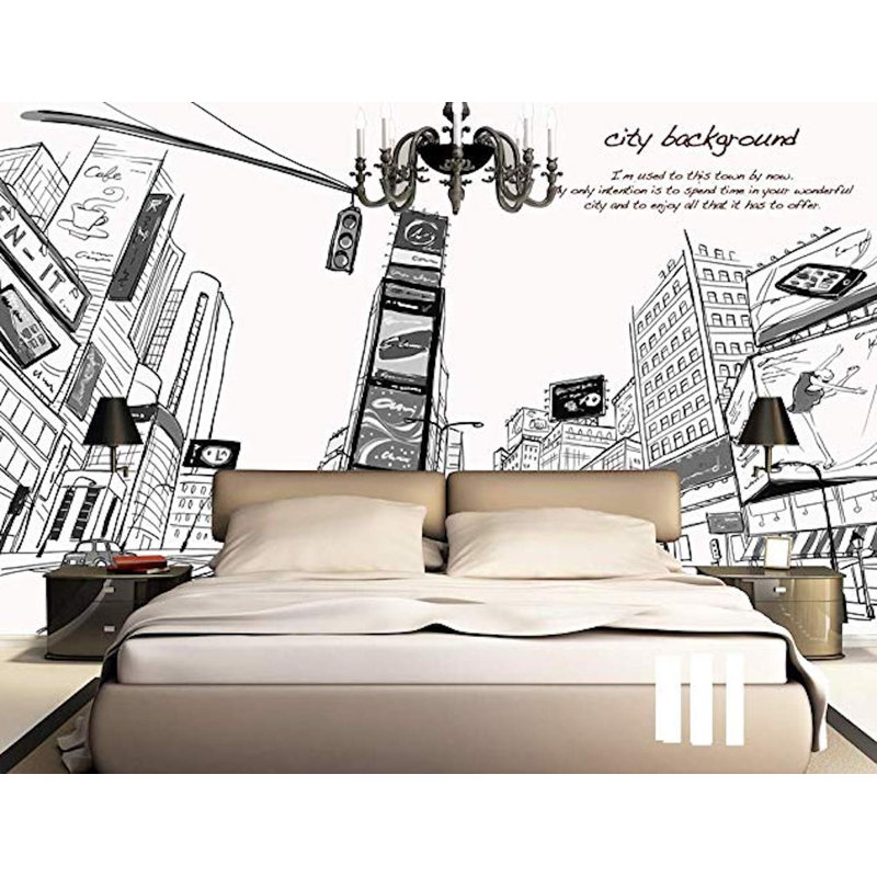 Papier peint Infinger Peel and Stick anthracite Times Square City, l 204 po x L 114 po
