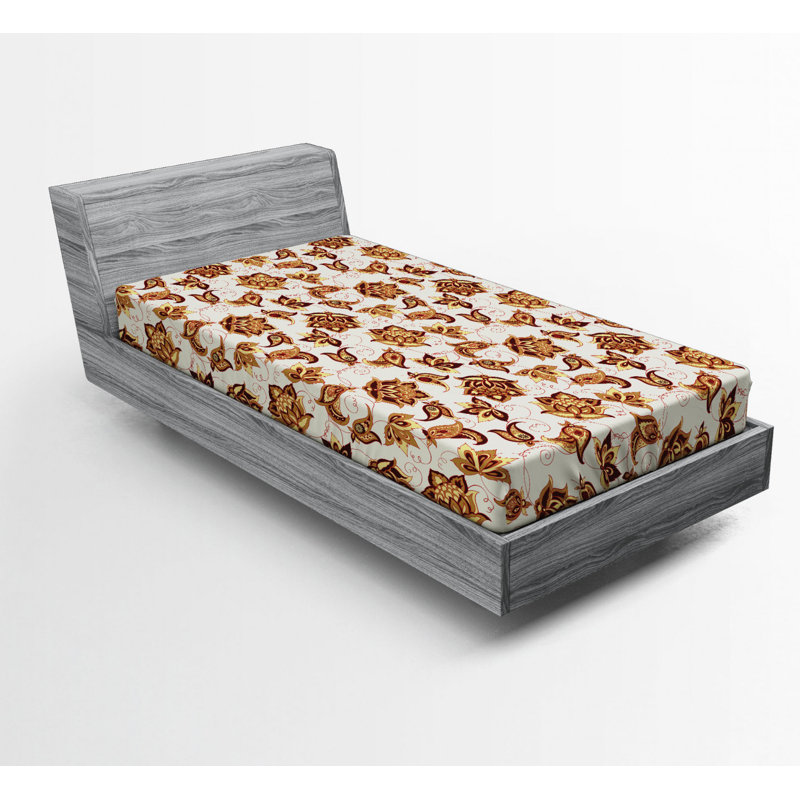 Microfiber Fitted Sheet, Twin XL Fitted Sheet, Brown Floral