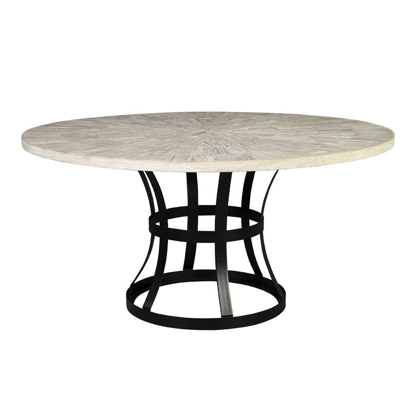 Mcfall Round Solid Wood Dining Table, White Washed