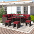 7 Pcs Outdoor Sectional Sofa Conversation Set With Cover