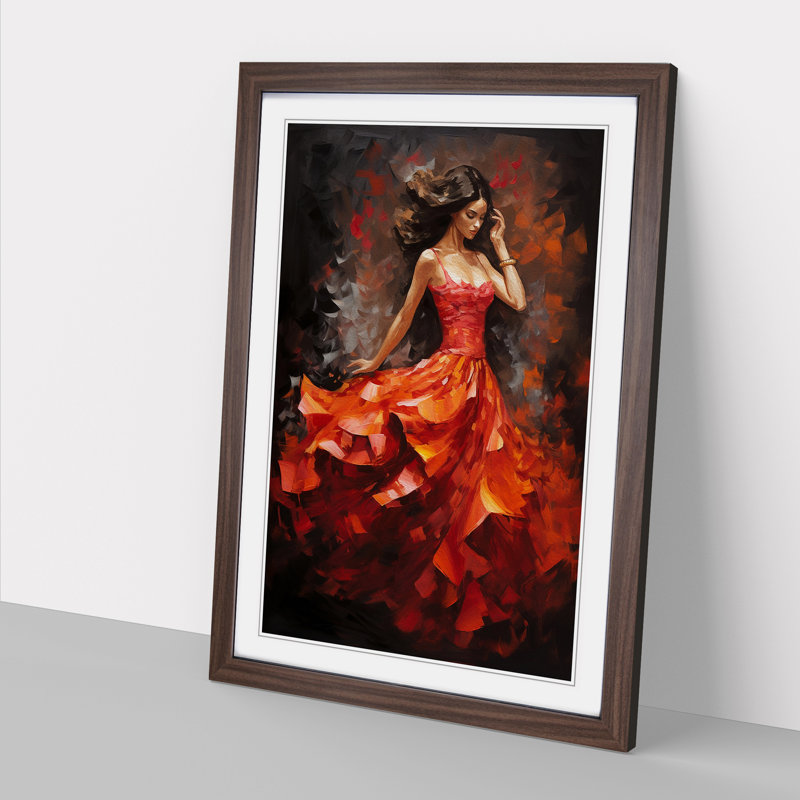 Flamenco dancer Abstract No.2 - Framed Print, 34cm H x 25cm W x 2cm D, Walnut