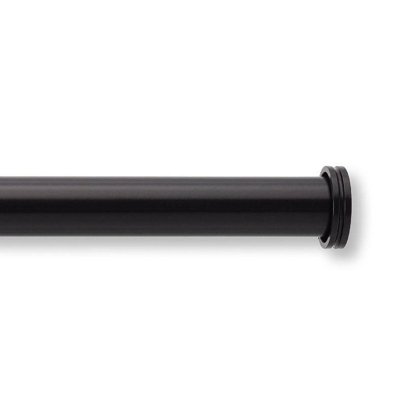 Dark Brown Steel Adjustable Outdoor Curtain Rod Set with End Cap Finials