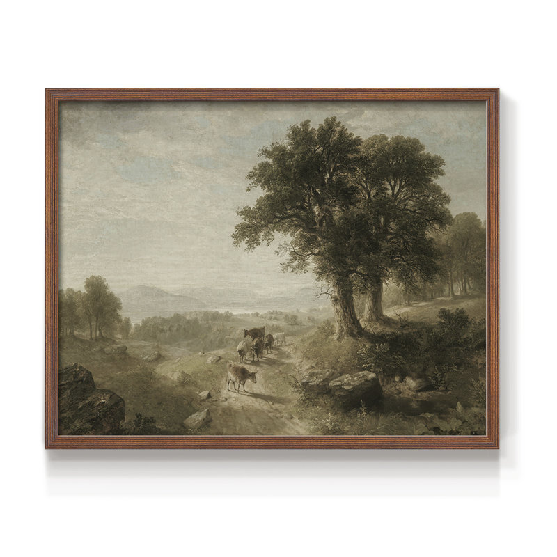 Paysages rétro-DCCIV-Reproduction encadrée - Restickable, H 22 po x l 28 po, Noyer