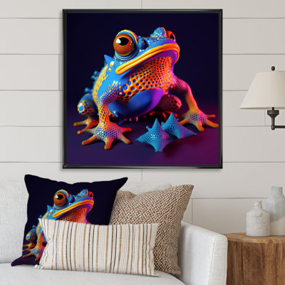 3D Neon Frog I - reproduction sur toile