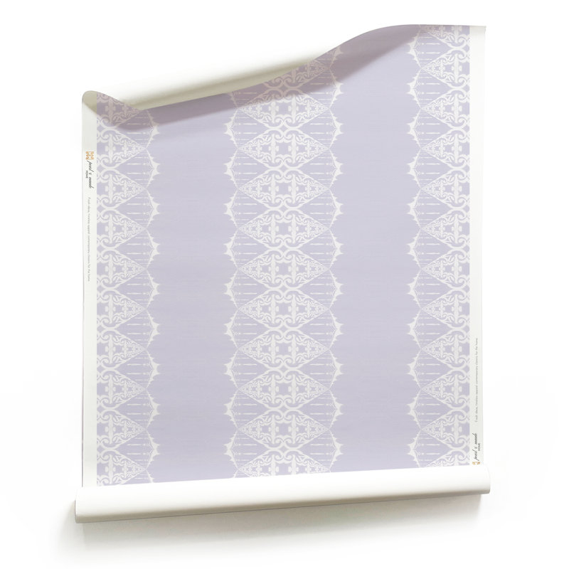 Elizabeth | Ornate Stripe Wallpaper Double Roll, Purple/White