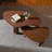 2-Piece Modern Irregular Shape Nesting Coffee Table Set, Easy Assembly for Living Room and Office, Walnut Finish-730347443