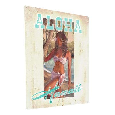 Wahine tropical Aloha Hawaii sur métal