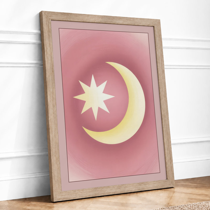 Moon And Star Dreams Minimalist - Print, A1 - 84.1 x 59.4 cm, Oak