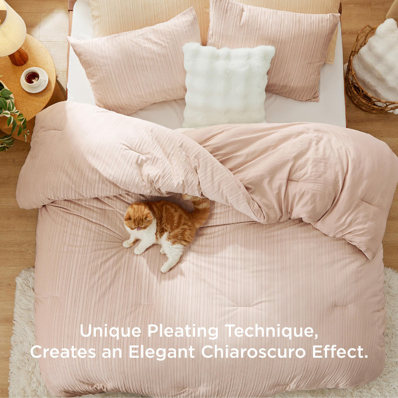 Ensemble de literie Fluffy, Rose, Édredon grand et 3 pièces supplémentaires