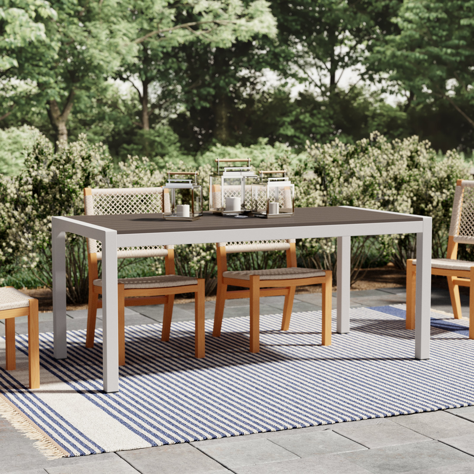 Devan 71 " Patio Dining Table, White, Gray