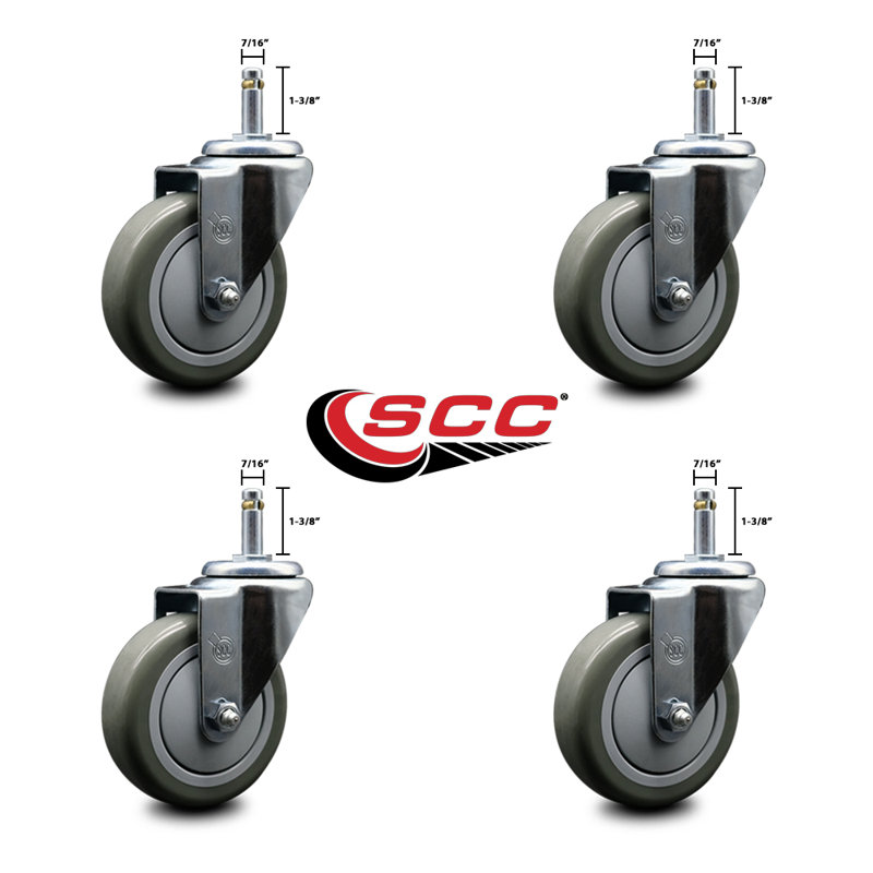 Roulettes à tige Grip Ring, gris