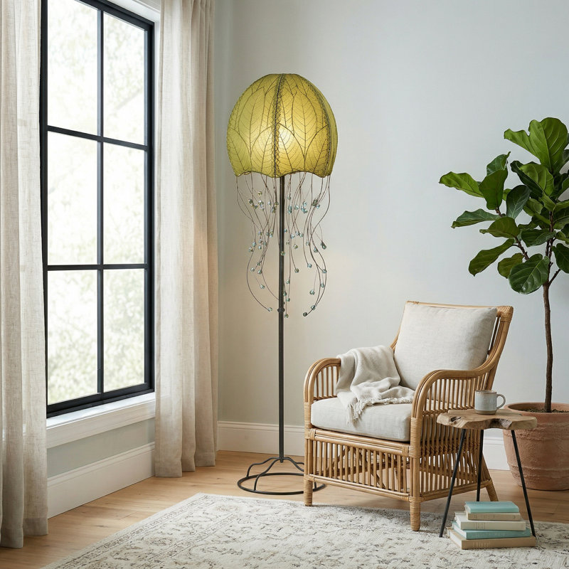 Lampe sur pied 64 po Dobbin Jellyfish, Vert