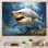 Gray Teal Shark Stride, reproduction d'art sur toile