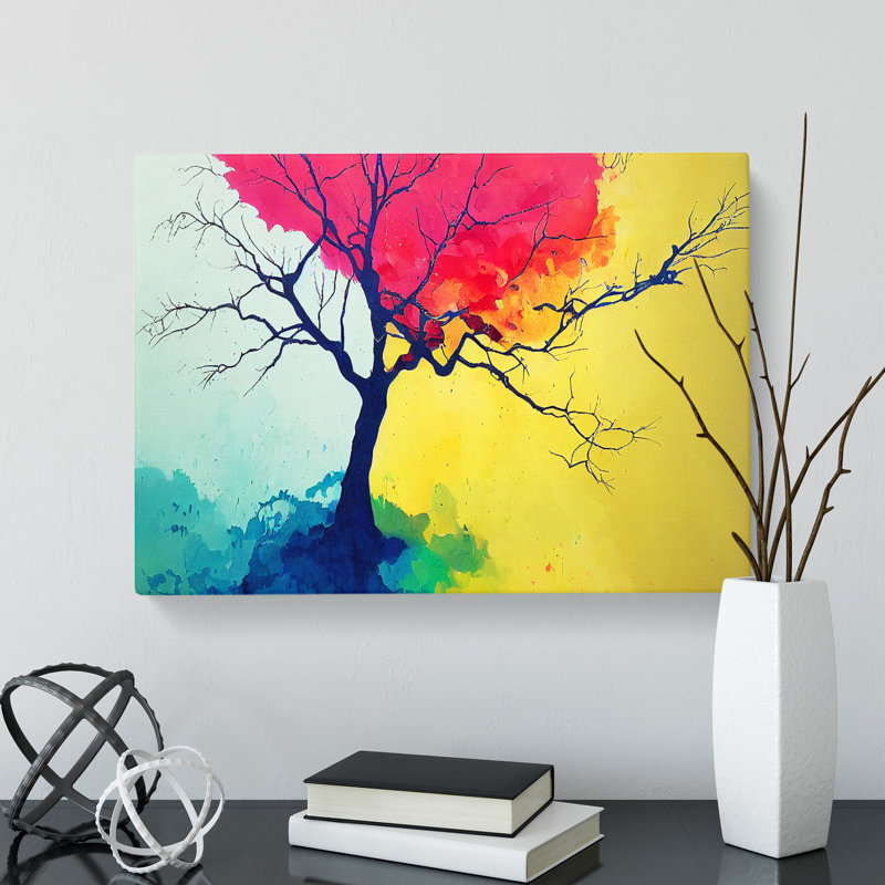 Bright Colourful Tree Abstract - Wrapped Canvas, 40cm H x 60cm W x 3cm D