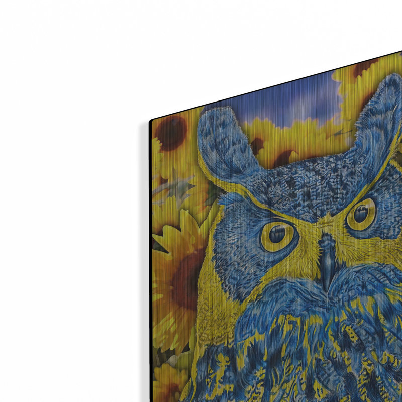 «Eurasian Eagle Owl» par Tim Jeffs, art mural en métal, H 24 po x l 16 po