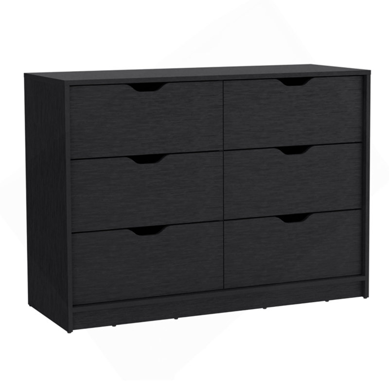 Commode double 4 tiroirs Basilea, Noir