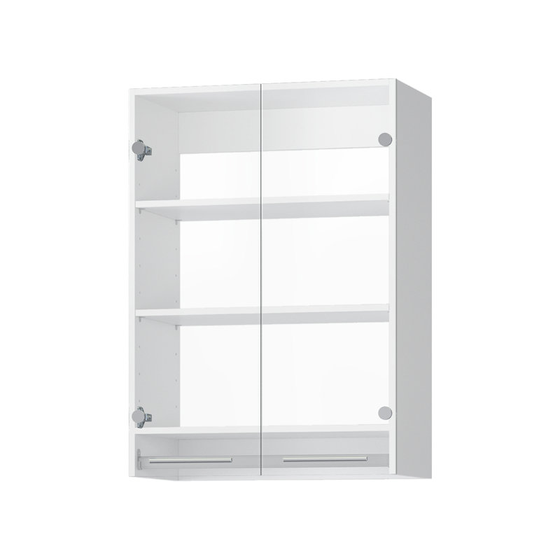 Penderie moyenne Honywell de 25,5 po avec portes en verre transparent, système de fixation murale modulaire, unité de rangement de vêtements pour chambre à coucher ou garde-robe, blanc