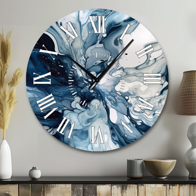 Blue Grey Ethereal Elixir I - Abstract White Face Wall Clock