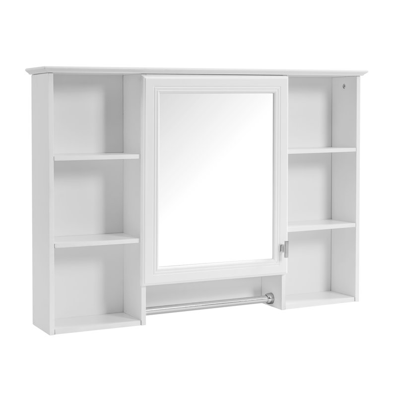 Armoire à pharmacie 42 po 3 en 1 avec porte à fermeture douce - armoire à pharmacie murale avec tablette réglable pour meuble-lavabo, armoire de rangement moderne en bois massif blanc