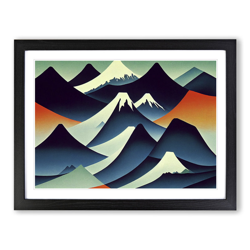 Abstract Japanese Mountains Vol.2 - Framed Print, Black, 34cm H x 46cm W x 2cm D
