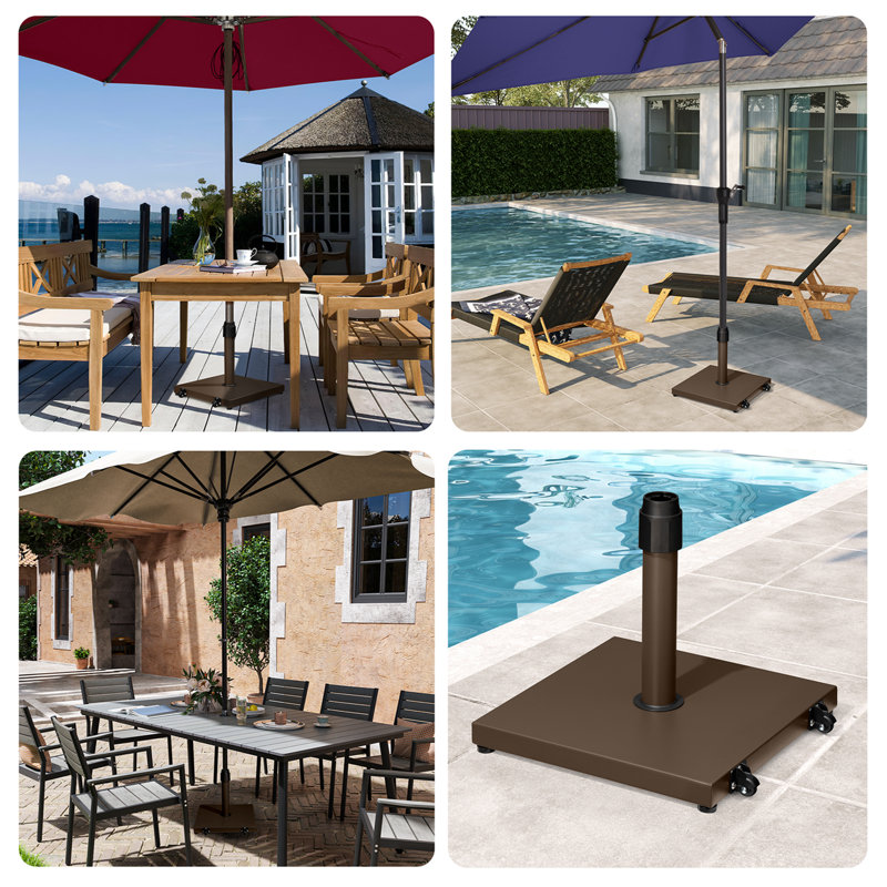 39,33 lb Base de parasol autoportante avec roulettes, brun, Brun