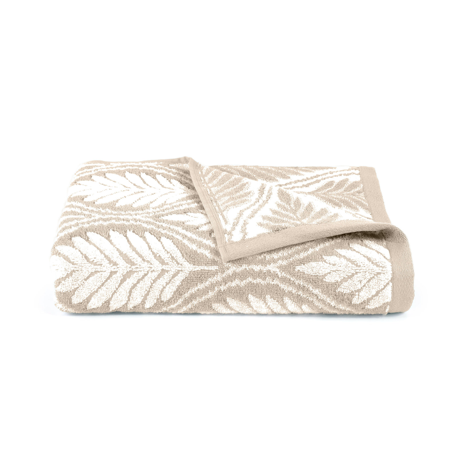 Joss & Main Sculpted Stripe Light Blue Bath Towel, Fern Ogee Sand