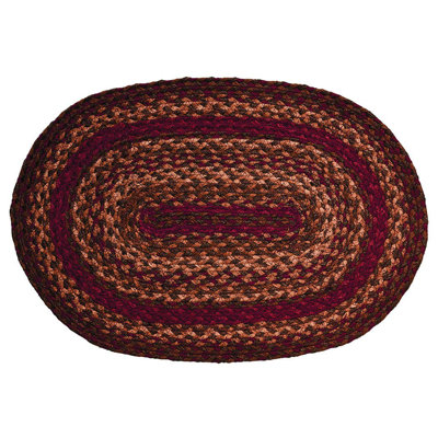 Tapis brun / rouge en coton tressé à la machine Fredly