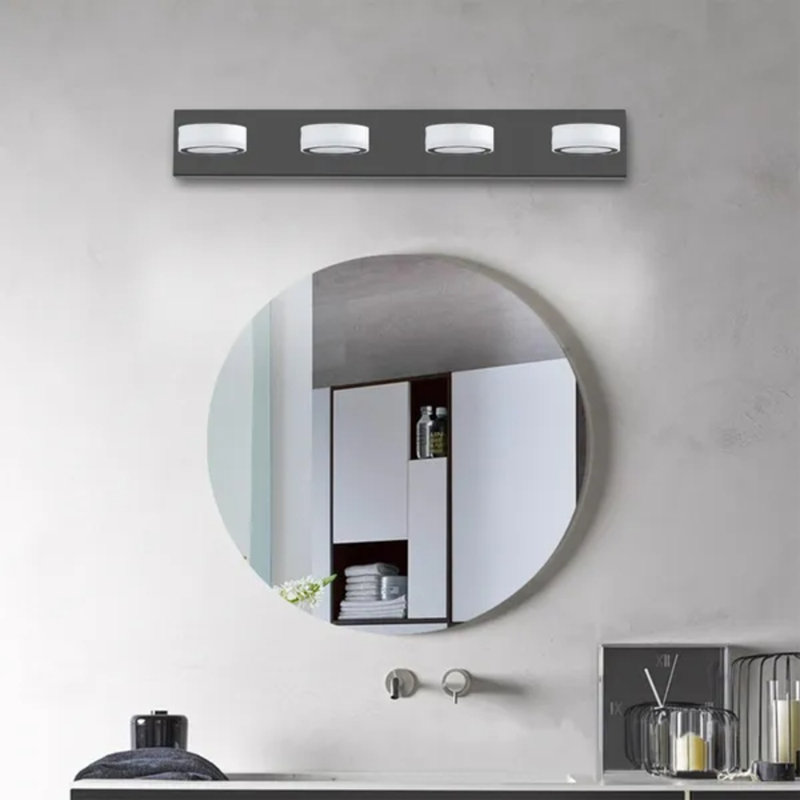 Luminaire mural de salle de bain 45 po à 6 lumières à DEL 45 po, noir et moderne