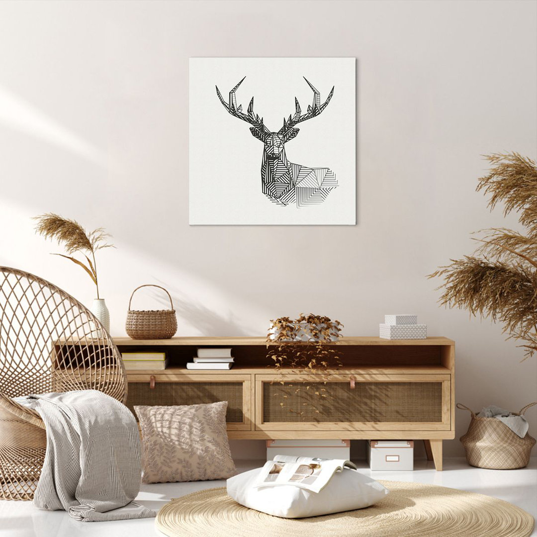 Leinwandbild Deer Sketch Scandinavian