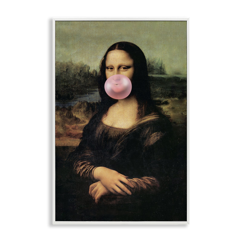 Mona Lisa & Bubblegum, art de la giclée encadrée par Reinders, Giclée encadrée blanc bord de mer, H 18 po x l 12 po