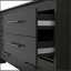Commode double, quatre pieds, 6 tiroirs, plateau supérieur, noir-260372929