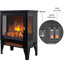 Foyer électrique 18 pouces, noir, effet de flamme 3D, double protection, chaleur 1400W / 700W, 5000, 50000 heures de DEL, vue à trois côtés, boutons mécaniques simples, pied amovible, poignée de porte dorée