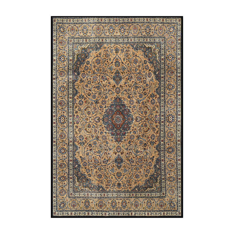 Tapis traditionnel brun clair / bleu Back Bay, Rectangle 7 pi x 9 pi