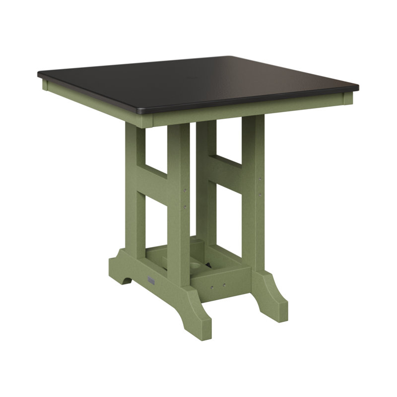 Table de salle à manger carrée 33 po Berlin Gardens Garden Classic, Noir martelé, Sauge, H 30,87 po x l 33 po x P 33 po