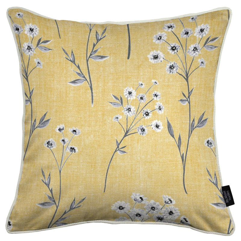 Fritts Indoor / Outdoor Floral Square Cushion, Yellow, 43cm x 43cm