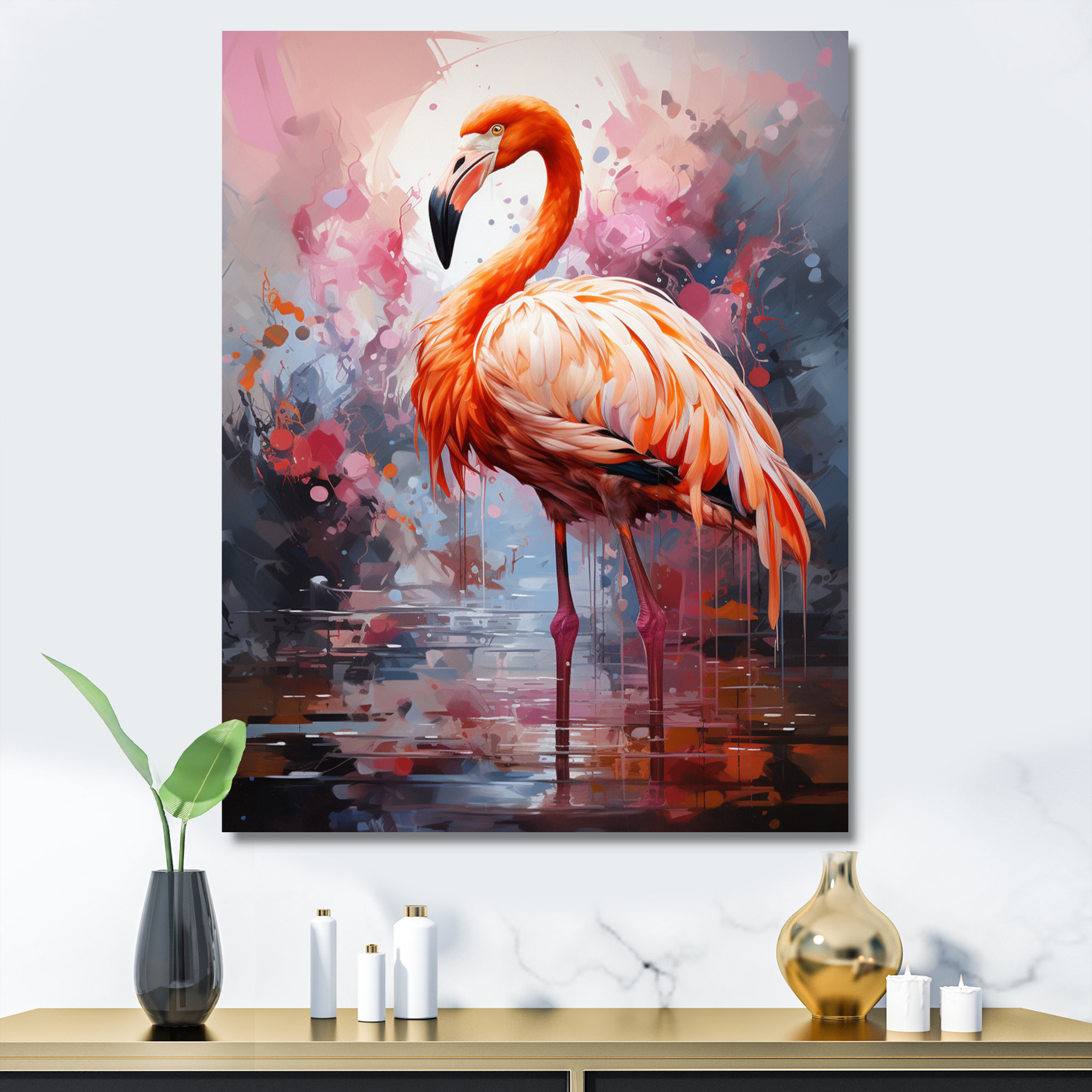 Bay Isle Home™ Madry Animal Coral Flamingo Delicate I Framed On Canvas ...