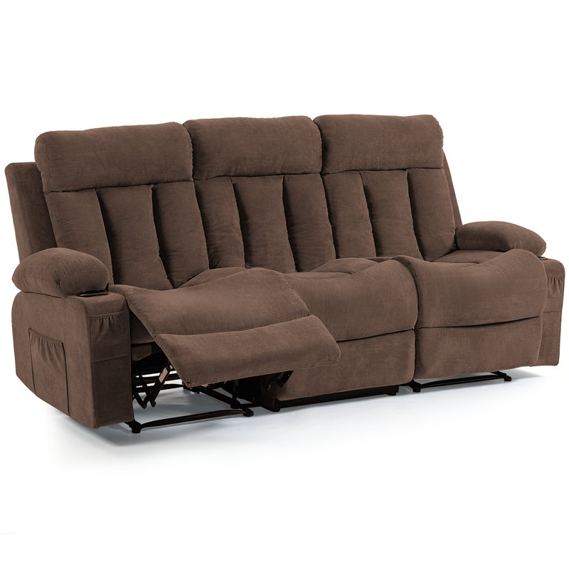 Recliner Sofa Set, 3 Seater Recliner Sofa Chair, Manual Reclining Sofa Couch, Triple Recliner Sofa for Living Room, Home Theater, Small Spaces, Brown