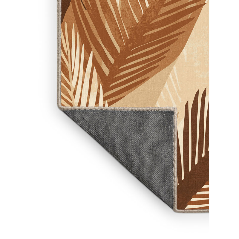 Tapis abstrait moelleux et moelleux en palmier Durso Beach - beige, 7 x 10