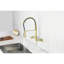 3 Functions Wall Mounted Kitchen Faucet In Gold - 360 Rotatable Spout, Pull-Down Nozzle For Hassle- Work, Dual Lever Handles, Space Saving, Brass Rotating Pull Down Effective Clean, Saver,