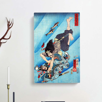 Fighting Under Water by Utagawa Kuniyoshi - Wrapped Canvas Painting