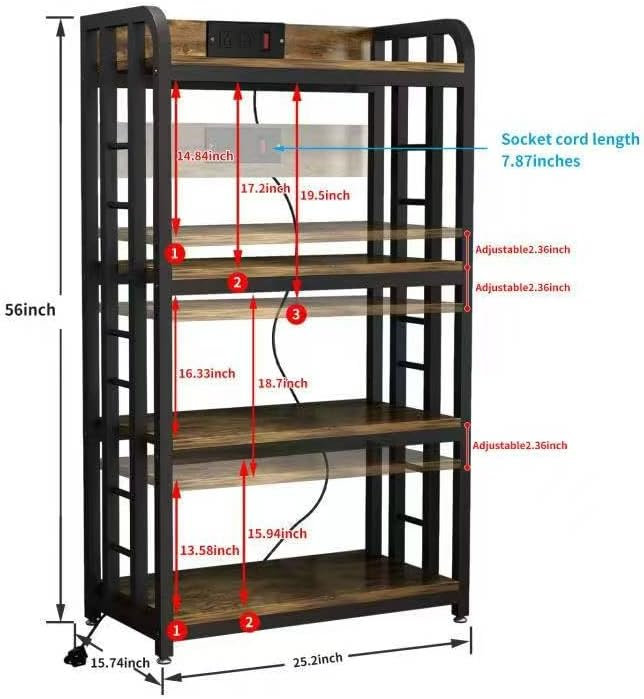 Étagère de boulanger à 4 niveaux, support pour micro-ondes avec rangement convenant à la cuisine