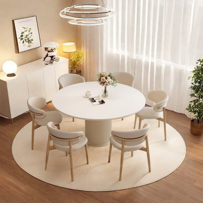 Cream style round dining table and chair